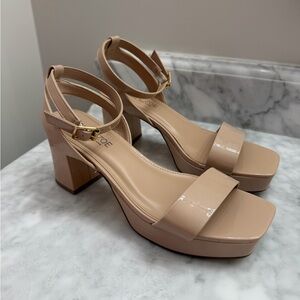 Rachel Zoe Beige Block Heel Sandals